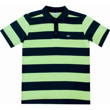 Imagem de Camisa Pau a Pique Polo Listrada Verde Limão e Azul Marinho