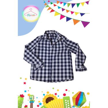 Imagem de Camisa de Manga Comprida infantil Junino Xadrez Azul