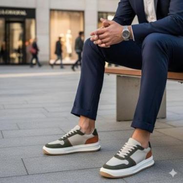 Imagem de Tênis Sneaker em Couro Camurça Legítimo Premium Estilo Casual Urbano-Masculino