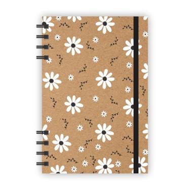 Imagem de Caderno A5 Kraft Flores 70 folhas com pauta tamanho 14,5x21,5cm