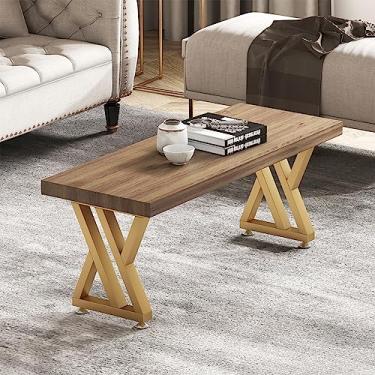 Imagem de MAIKAILUN Pernas de mesa de centro 40,6 cm douradas, pernas de mesa de metal, base de cadeira de banco moderno industrial pernas de móveis resistentes para mesa de canto conjunto de 2 (40,6 cm A x 30