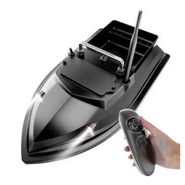 Imagem de Luocute Barco de Isca de Pesca RC, Controle Remoto de 500m, Motor Duplo ABS, Luz Noturna, Controle de Cruzeiro Com Bateria de 12000mAh para Pesca (BLACK)