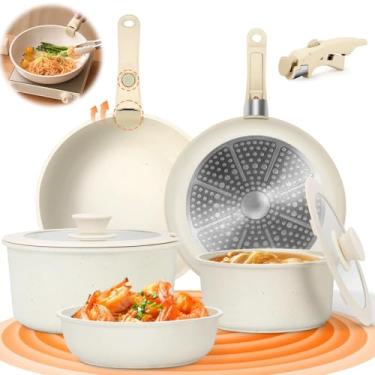 Imagem de 9 Peças Jogo de Panelas, Jogo de Panelas Ceramica, Panela Ceramica, Panelas de Ceramica, Panelas, Panela, Conjunto de Panelas, Jogo de Panela, Kit Panelas Ceramica, Non Stick Pot e Pan Set