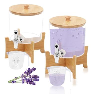 Imagem de Dispensador de detergente para lavanderia, 2,5 L, dispensador de amaciante de roupas para organização de lavanderia, suporte de detergente com torneira de aço inoxidável, recipiente de sabão em pó (2