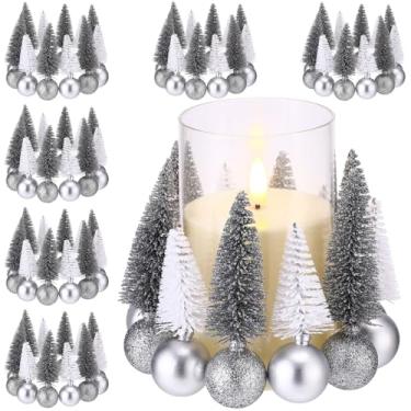 Imagem de AceOrbit 6 peças de anéis de vela de Natal, grinaldas, mini grinaldas com bola de árvore de Natal, guirlanda de frutas vermelhas, suporte de vela para Natal, casamento, casa, armários de cozinha, mesa