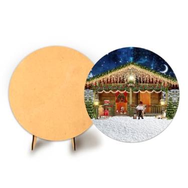 Imagem de Painel Redondo 50cm C Elastico Natal + Suporte MDF (NAT097)
