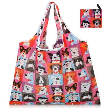 Imagem de Sacolas de compras reutilizáveis de poliéster dobrável, lindas sacolas de compras reutilizáveis para mulheres, grandes, resistentes, laváveis na máquina, Xc-031, Large