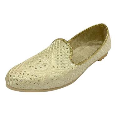 Imagem de Jutti for Men Sherwani Bordado Juti Tradicional Feito à Mão Mojari Indiano Étnico Elegante Sapatos de Casamento, Creme, 40