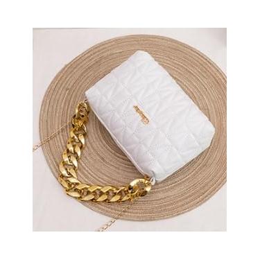 Imagem de Bolsa tiracolo acolchoada para mulheres – Bolsa elegante de couro PU, bolsa de ombro quadrada pequena, grande capacidade, fecho de zíper, Branco