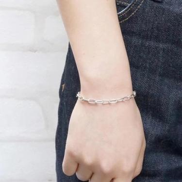 Imagem de Pulseiras de corrente modernas masculinas de aço inoxidável de 3 mm pulseira quadrada de corrente de elos quadrados pulseiras de prata para homens