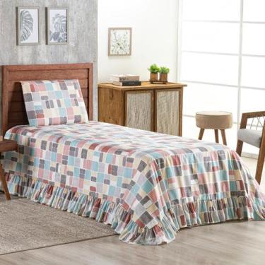 Imagem de Colcha Solteiro 2 Peças Laila 400 Fios Com Babado - EDDI CASA, Estampa
