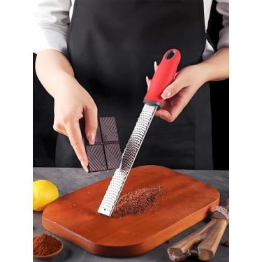 Imagem de Ralador de raspador de limão de 30 cm com alça, ferramenta de cozinha para raspar frutas cítricas e ralar queijo parmesão, alho, gengibre, coco, noz-moscada, wasabi, chocolate, etc., aço inoxidável