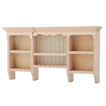 Imagem de ZJchao Armário de Armazenamento Em Miniatura, Armário de Casa de Bonecas de Parede 1/12 Mini Prateleira de Armazenamento para Cozinha de Casa de Bonecas (Cor Madeira)