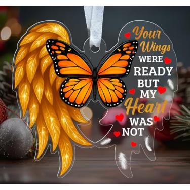 Imagem de Enfeite de acrílico de Natal borboleta memorial - Your Wings were Ready But My Heart Was Not - Decoração de simpatia de asa de anjo