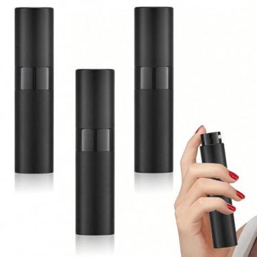 Imagem de Frasco de spray de perfume atomizador de 8 ml, dispensador de colônia recarregável vazio, mini pulverizador portátil de viagem (3 peças-preto)