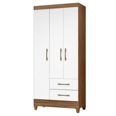 Imagem de Guarda Roupa Solteiro Lima 3 Portas 182x82 Cm Naturale Branco Moval - 
