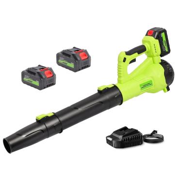 Imagem de Soprador de folhas sem fio - soprador de folhas elétrico potente, sopradores de folhas leves alimentados por bateria para cuidados com o gramado, pátio, poeira, folhas sopradoras (verde)
