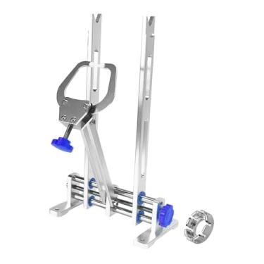 Imagem de Dynwave Suporte para alinhamento de rodas em liga de alumínio, estável, para manutenção e reparo de pneus de bicicleta de 16 a 29 polegadas. Ideal para, Azul