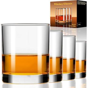Imagem de PARACITY Conjunto de 4 copos de uísque, copos de coquetel à moda antiga, copos de uísque de 293 ml, copos de bourbon, copos de pedras para uísque, vodca de licor, bourbon, presentes de uísque para