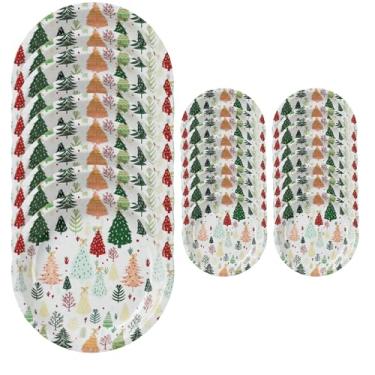 Imagem de Clear Above Conjunto de pratos de papel de árvore natalina – 26 peças descartáveis (10 jantares + 16 sobremesas) – design elegante de árvore – pratos festivos resistentes para reuniões