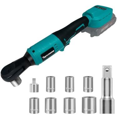 Imagem de Chave catraca sem escova de 9,5 mm compatível com bateria Makita de 18 V, catraca elétrica sem fio de 2,5 m, chave de acionamento quadrada com velocidade variável, adaptador de 1/10.2 cm, barra de