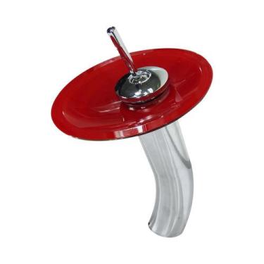 Imagem de Torneira Monocomando de Vidro Redonda Alta - Ibiza - EKASA, Vermelho C