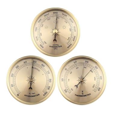 Imagem de Wswqop Barômetro, Higrômetro e Termômetro, Medidor de Pressão Barométrica com Diâmetro de 9cm, Medidor de Umidade e Estação Meteorológica para Escritório, Sem Relógio
