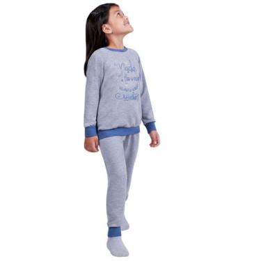 Imagem de Pijama Moletom Infantil Longo Lupo 22422-001, Cinza mescla, 14