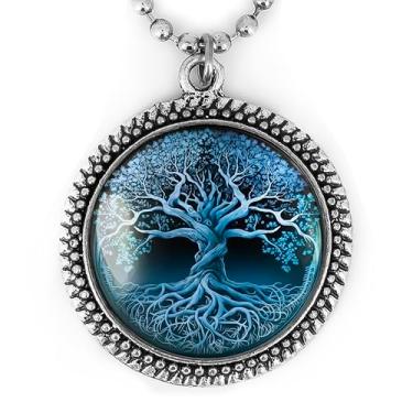 Imagem de Colar de árvore da vida - design de árvore celética azul, folclore irlandês, joias pagãs feitas à mão, prata ou preto - 924-RN, Large, Metal, Sem Pedra Preciosa