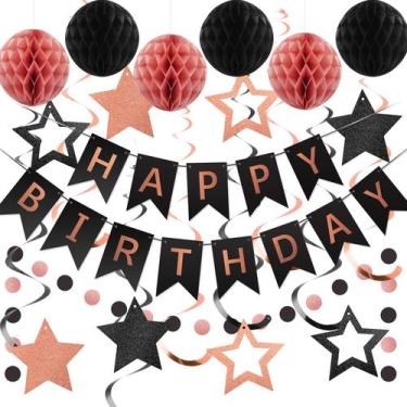 Imagem de Decorações de aniversário meowtastic Happy Birthday Rose Gold