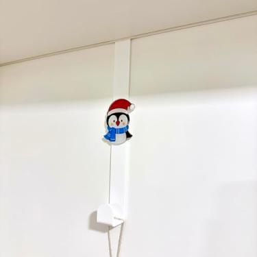 Imagem de Suporte para Guirlanda de Natal, Gancho de Porta com Personagens Natalinos, Conjunto com Pingentes de Boneco de Neve, Papai Noel, Rena e Pinguim (Pinguim - Branco)