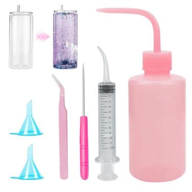 Imagem de 6 peças de suprimentos para globo de neve, o melhor kit para iniciantes de globos de neve, contém garrafa de aperto/funil/pinças/furador/seringa de agulha dobrada, para fazer você mesmo com globo de
