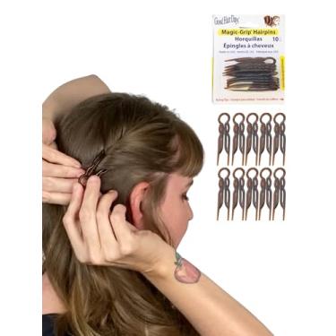 Imagem de Good Hair Days Grampos de cabelo - plástico, grampos de cabelo em forma de U, pinos fortes e duráveis para cabelos finos, grossos e longos, acessórios para penteados, conjunto de 10 (concha de