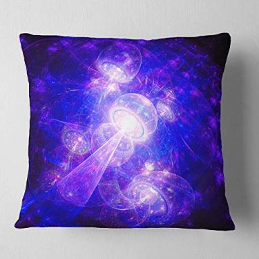 Imagem de Design azul brilhante tema espacial fractal sala de estar, sofá, almofada de alta qualidade + capa de almofada impressa em ambos os lados 66 cm x 66 cm