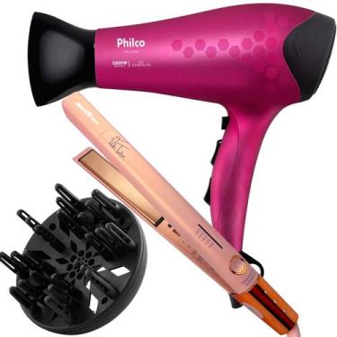 Imagem de Secador De Cabelo Philco Profissional 2200w Ion Stilo Rosa Difusor Cac