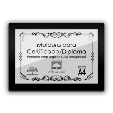 Imagem de 1 Certificado Diploma A4 Com Tela De Acetato E Mdf Titulos Moldura Preta