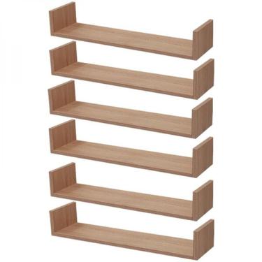 Imagem de Kit 6 Prateleiras Carvalho Suporte Mercado das Prateleiras