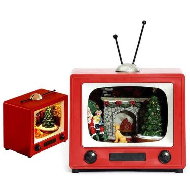 Imagem de Enfeite Televisao Natal Papai Noel Natalino Musica Som Led Natalino Festa Evento Fim De Ano Decoraçao Tv Retro Vintage