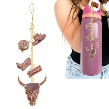 Imagem de Z-synka Alça de alça e pingente para garrafa de água Owala 680 g, 946 ml, 1,134 g, para acessórios Owala e acessórios Stanley Cup (marrom cowboy)