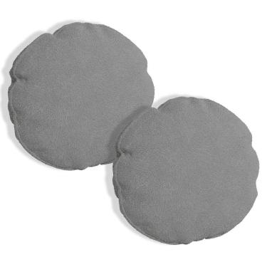 Imagem de Kit 2 Almofadas Bolacha Redonda Cookie 40x40 Cm Veludo 7 Decor Cinza Escuro