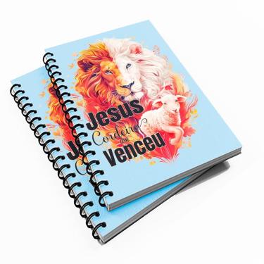 Imagem de 10 Cadernetas Motivacional 48 fls Jesus o Cordeiro Venceu