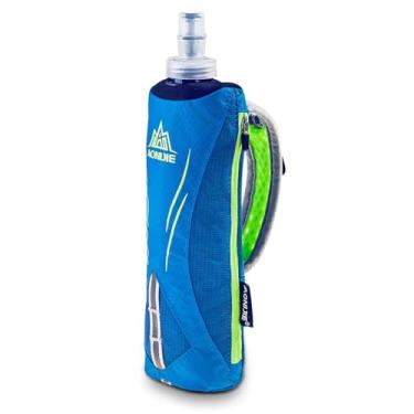 Imagem de TRIWONDER Garrafa de água portátil para corrida, garrafa de água macia portátil de 500 ml com alça de mão, pacote de hidratação, garrafa esportiva BPA (azul)