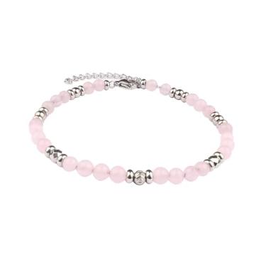 Imagem de JMLOON Pulseiras femininas com contas de pedra natural de aço inoxidável ajustável, lápis-lazúli, olho de tigre, aventurina, quartzo rosa, One Size, Aço inoxidável, Ágata