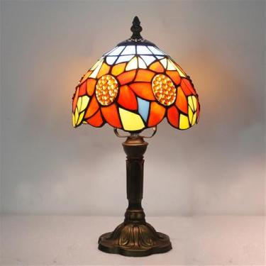 Imagem de Luminária de mesa vintage americana com LED, personalizada e criativa, para sala de estar, escritório, quarto infantil, casa de campo ou hotel, com vidro colorido (Estilo 41)