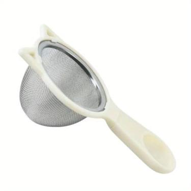 Imagem de Coador multifuncional de malha fina de aço inoxidável - ideal para café, chá, peneiração de farinha e muito mais - Gadget essencial de cozinha para cozinhar e preparar alimentos (branco)