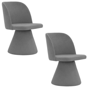 Imagem de Kit 02 Cadeiras de Jantar Giratória Liz Linho Cinza - Nexta Casa