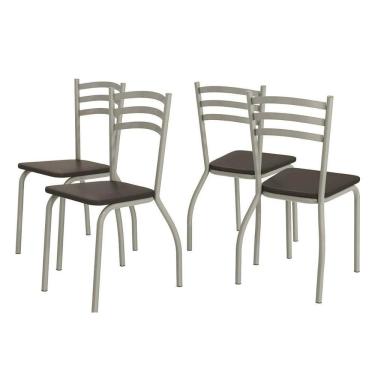 Imagem de Kit 4 Cadeiras De Cozinha Portugal 4c007nk Aço 4 Uni Niquel Courano Preto