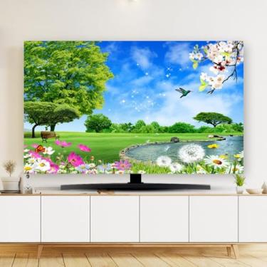 Imagem de Capa de TV para TV à prova de poeira 81.3-203.2 cm Indoor LCD/LED antiestática Flat Monitor protetor de tela para pendurar/desktop/tela curvada Universal-Verde-3||45-48 polegadas (110 x 65 cm)