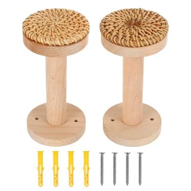 Imagem de 2 varões de cortina boho, cortinas versáteis de tecelagem de vime premium, amarradores versáteis, elegantes e fáceis de instalar, fixados na parede, com acessórios de instalação para quarto, cozinha