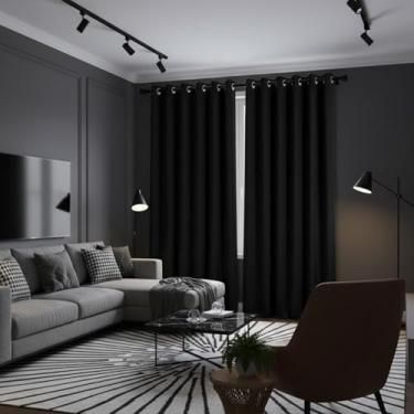 Imagem de Cortina Blackout 2,80m x 2,50m Corta luz 100% com Ilhós Sala Quarto Casa Blecaute (Preto)